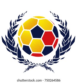 Graphics soccer ball with abstract laurel