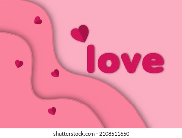 graphics style papercut with symbol heart concept valentines day for card vector illustration