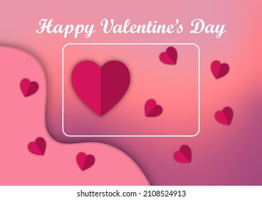 graphics style papercut with symbol heart concept valentines day for card vector illustration