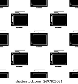 Graphics Tablet Icon Seamless Pattern, Drawing Tablet Icon Vector Art Illustration