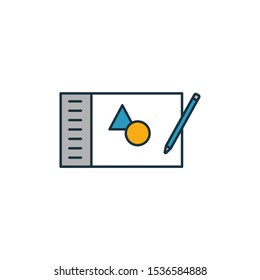 Graphics Tablet icon set. Four elements in diferent styles from design ui and ux icons collection. Creative graphics tablet icons filled, outline, colored and flat symbols.