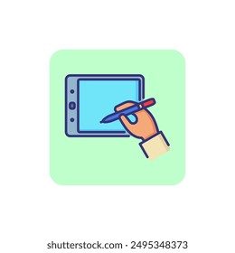 Graphics tablet line icon. Inspiration, touchscreen, device. Designer concept. Vector illustration can be used for topics like creativity, visual art, technology