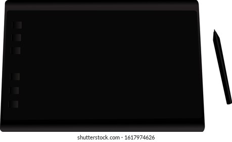 Graphics tablet on a white background. Vector illustration.