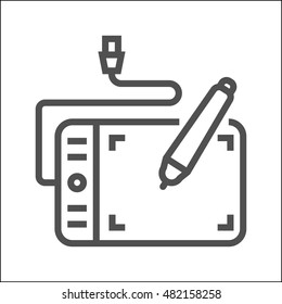 Graphics Tablet Thin Line Vector Icon Isolated on the White Background.