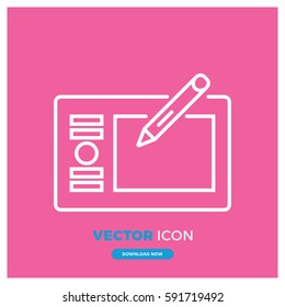Graphics tablet vector illustration. Flat style for graphic and 
