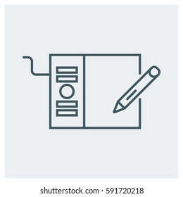 Graphics tablet vector illustration. Flat style for graphic and 