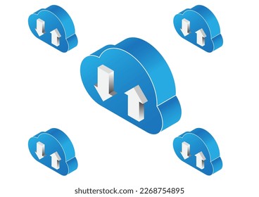 graphics vector Cloud concept cloud computing of a network connections data transfer online with isolated white background
