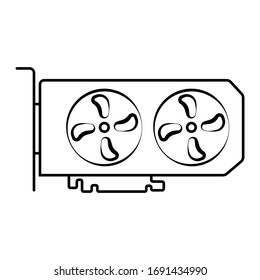 Graphics video card linear icon on white background. Computer hardware unit