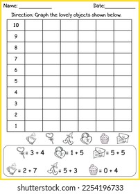 Graphing Worksheet  For Lovely objects – Counting Numbers 1 – 10 worksheet