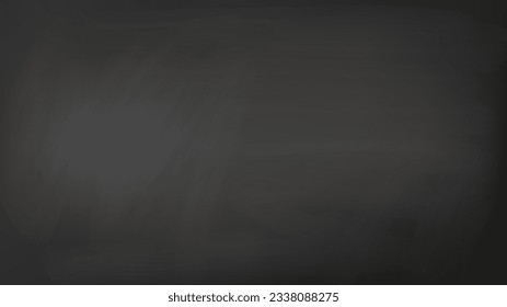 Graphite background or school blackboard with realistic chalk stains or scuffs. Blank black board, monochromatic banner mockup. Vector template for education concept, chalk menu text and illustration