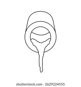 Graphite Crucible Pouring Molten Metal Outline Icon Illustration on White Background