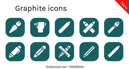 graphite icon set. 10 filled graphite icons.  Simple modern icons about  - Pen, Pencil, Pencils