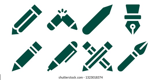 graphite icon set. 8 filled graphite icons.  Simple modern icons about  - Pencil, Pen