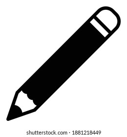 Graphite Pencil Flat Icon Isolated On White Background