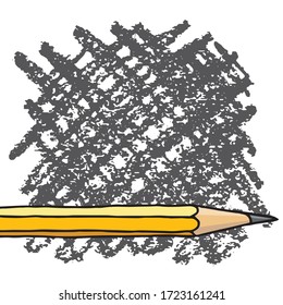 Graphite pencil hatch strokes hand drawn vector doodle illustration blank frame. Education stationery background isolated over white.