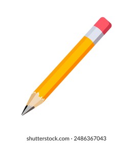 Graphite Pencil  isolated on white background. Vector cartoon flat icon.