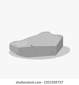 Graphite rock, coal and rocks on white background. Gray stone pile, cartoon icons. Set of gray granite stones of various 3d shapes. Vector illustration, EPS 10.