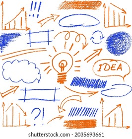 Graphs, arrows, symbols, graphic elements. Design element