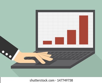 graphs and charts being demonstrated on the screen of a laptop computer