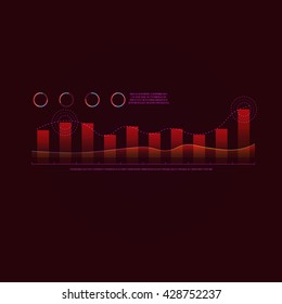 Graphs and charts collection . Rainbow color statistic , information graphs set constituents of infographic. Vector infographic . Abstract outline earth globe .HUD style . Data science