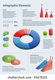 Graphs and charts for creating info-graphics. Vector templates.