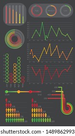 graphs and charts with dark background