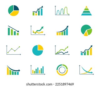 Graphs and charts icon set. Business statistics icons. Diagram icons. Statistics and data infographic elements. Vector