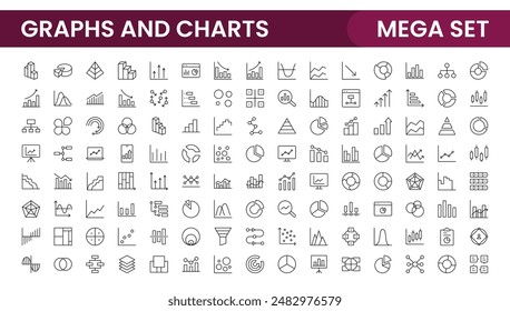 "Graphs and charts icon set. Business growing bar graph icons. Statistics and analytics vector icon. Statistic and data, charts diagrams, money, down or up arrow	
"