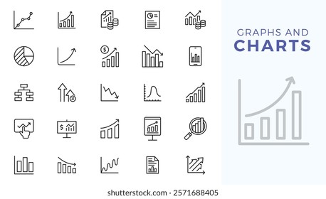 Graphs and charts icon set. Statistics and analytics vector icon. Statistic and data, charts diagrams, money, illustration. Growing bar graph icon set. 