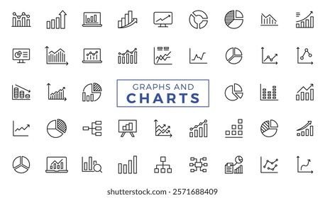 Graphs and charts icon set. Statistics and analytics vector icon. Statistic and data, charts diagrams, money, illustration. Growing bar graph icon set. 