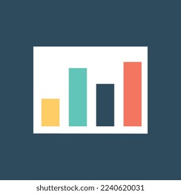 Graphs and charts icon. Work with information and statistics, data evaluation. Financial annual report, development. Sticker for social networks and messengers. Cartoon flat vector illustration