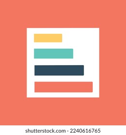 Icono de gráficos y gráficos. Trabajando con estadísticas e información, infografías. Afiche o cartel para el sitio web. Investigación de marketing, establecimiento de objetivos y procesos de negocios. Dibujo vectorial plano de dibujos animados