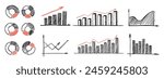 Graphs and Charts icons, Set hand drawn . Vector
