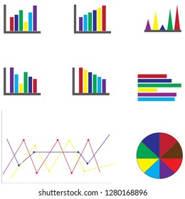 graphs and charts isolated on white background
