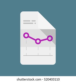 Graphs, charts on paper. Vector icon. Purple