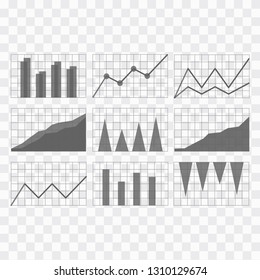 Graphs and charts set. Statistic and data, information. Graphs and charts abstract