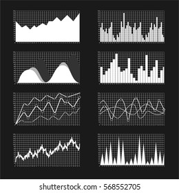 Graphs and charts set. Statistic and data, information infographic, vector illustration

