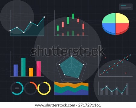 Graphs and charts show various data in different formats. Line charts, bar graphs, and pie charts provide insights into trends and comparisons for business analysis tasks.