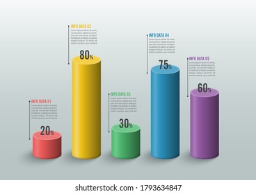 Graphs and charts. Statistic and data, iInfographic business concept with 5 options For content, diagram, flowchart, steps, parts, timeline infographics, workflow, chart.