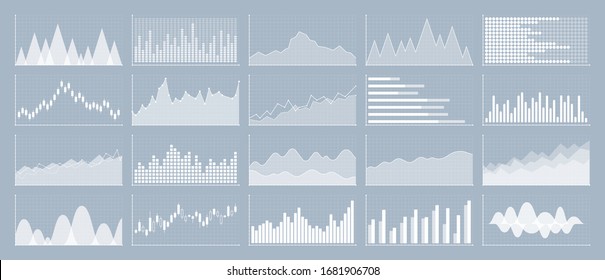 Graphs and charts templates. Big set business infographics. Statistic and data, information, economy. Financial chart. Vector illustration.