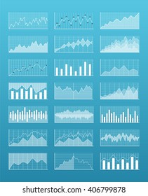 Graphs and charts vector set