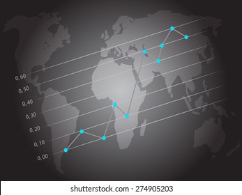 Graphs with currency dollar and euro with blue