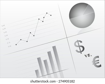 Graphs with currency dollar and euro gray