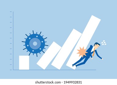 Graphs are depressing due to virus impact, Vector illustration in flat style