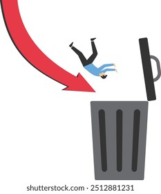 Gráficos descem para o abismo, projeto de ilustração Vetor