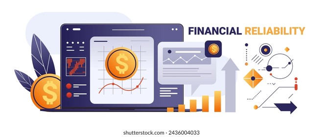 graphs and diagrams financial security reliability stability growth fintech business investment concept horizontal