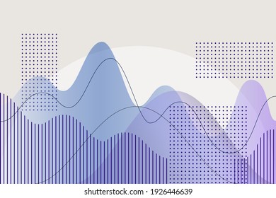 Graphs, diagrams, parabolas, geometric shapes on Blue green gradient vector background illustration in abstract style. Modern concept for presentation, background for your interface, advertising, text