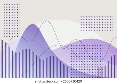 Gráficos, diagramas, parabolas, formas geométricas sobre el fondo vectorial de gradiente verde azul. en estilo abstracto. Concepto moderno para presentación, fondo para interfaz, publicidad, texto