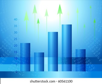 Graphs and figures showing an increase. Abstract economic charts.