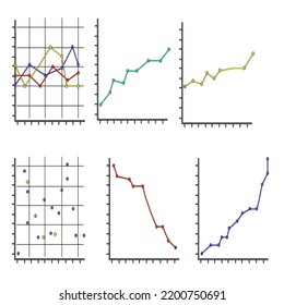 Graphs flat elementss set vector,Financial presentation visualization collection for analytics and statistics report